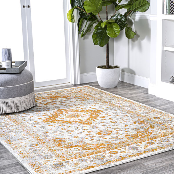 Bungalow Rose Performance Orange/Cream Rug Wayfair